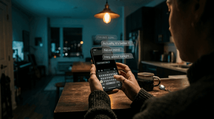 Rewriting a Text Message Six Times Before Sending It