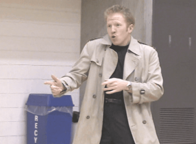 Rick Astley impersonator rickrolling a basketball game