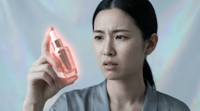 Woman holding a flashy PDRN salmon sperm ampoule