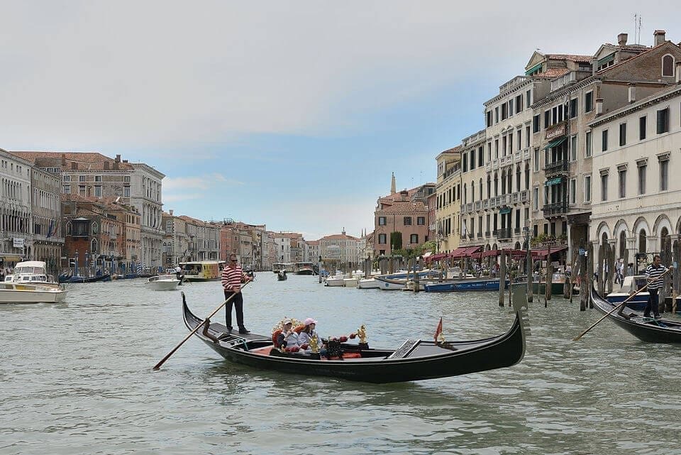Gondola Through Venice at High Tide, Italy