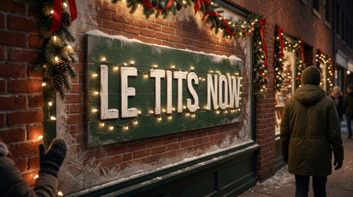 The LE TITS NOW Holiday Sign